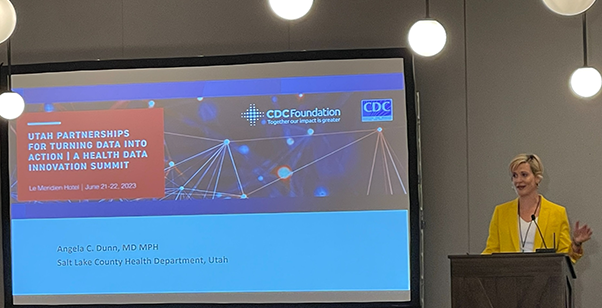 Angela Dunn at the Utah Health Data Innovation Summit Angela Dunn at the Utah Health Data Innovation Summit