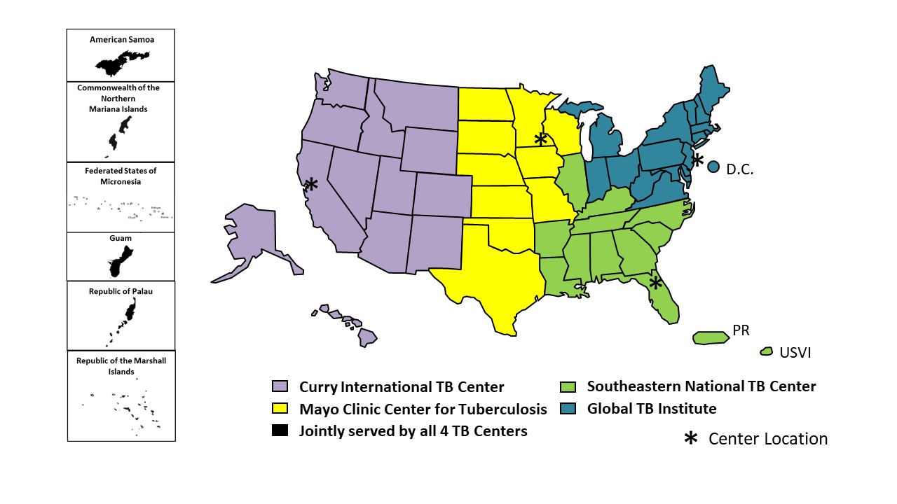 TB_COE-map Areas of Coverage for the TB COEs