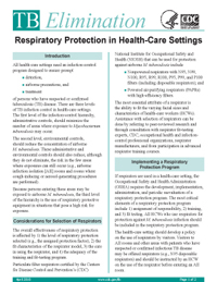 Respiratory Protection in Health-Care Settings