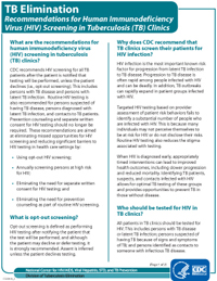 Recommendations for Human Immunodeficiency Virus (HIV) Screening in Tuberculosis (TB) Clinics