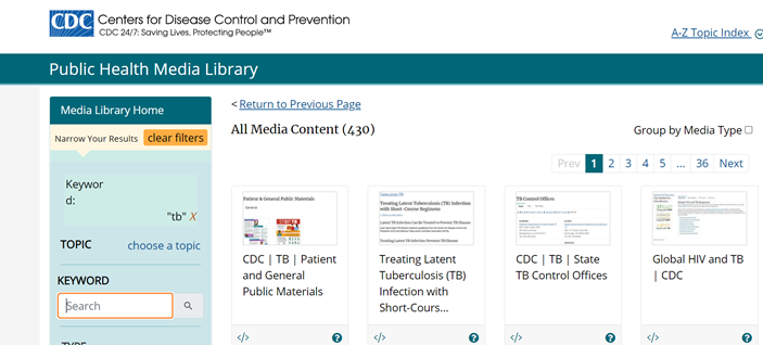 PHML Public Health Media Library screen capture