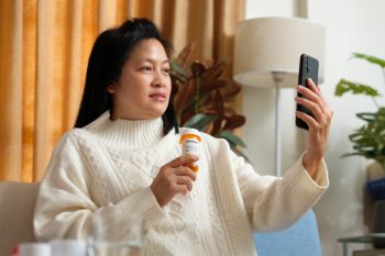 Consulting doctor visit on mobile app at home.telemedicine Supplemental Information for Video DOT Recommendations