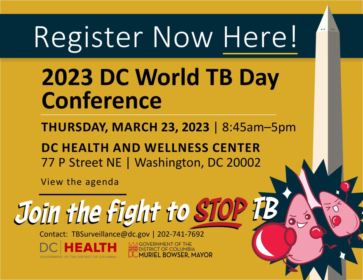 RegisterNow 2023 DC World TB Day Conference, Thursday, March 23, 2023, 8:45am - 5pm