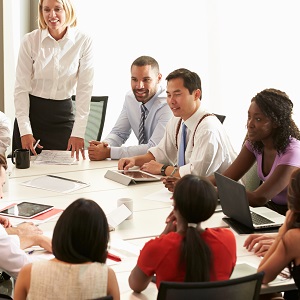 various people talking in a meeting