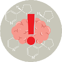 Image of a circle with chemical codes, a cloud and an exclamation mark.