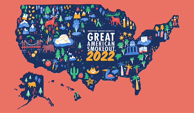 Map of America with various drawings covering it