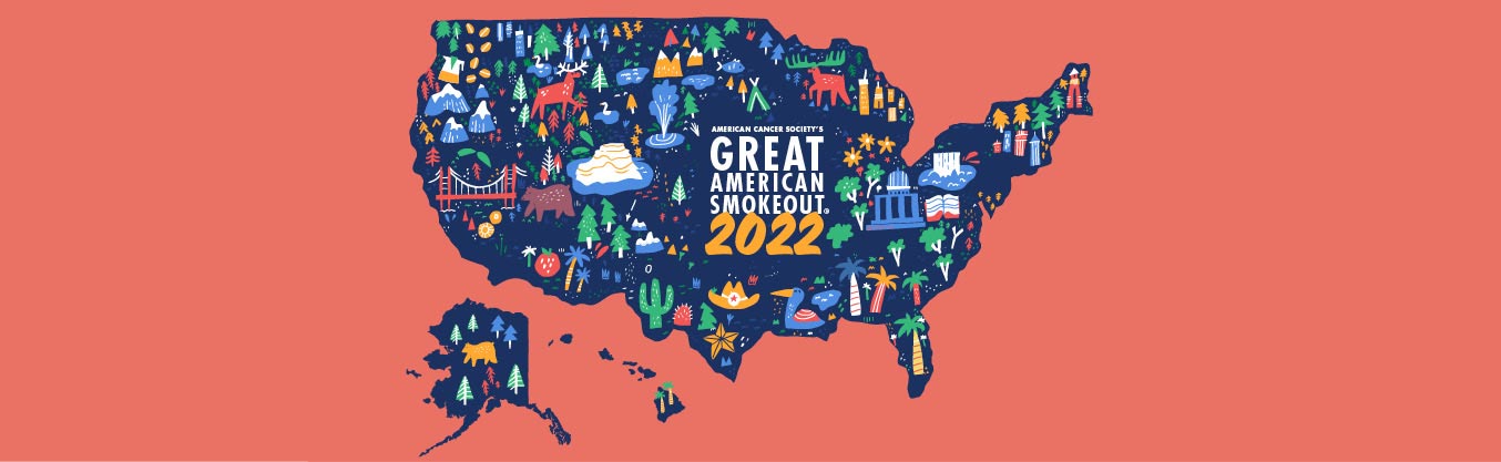 GASO-2022-Web-Header-650x200 Map of America with various drawings covering it and the words Great American Smokeout 2022