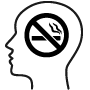 no smoking symbol on drawing of head