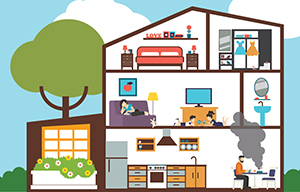 house-cross-section Cross section of a house image