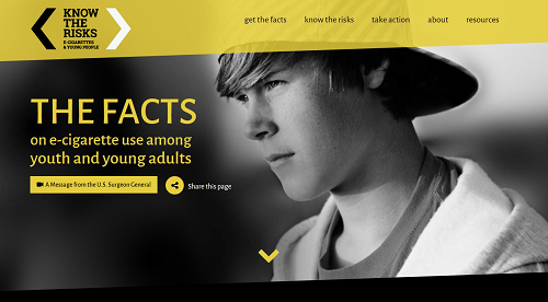 SGR E-cigarettes and Youth website