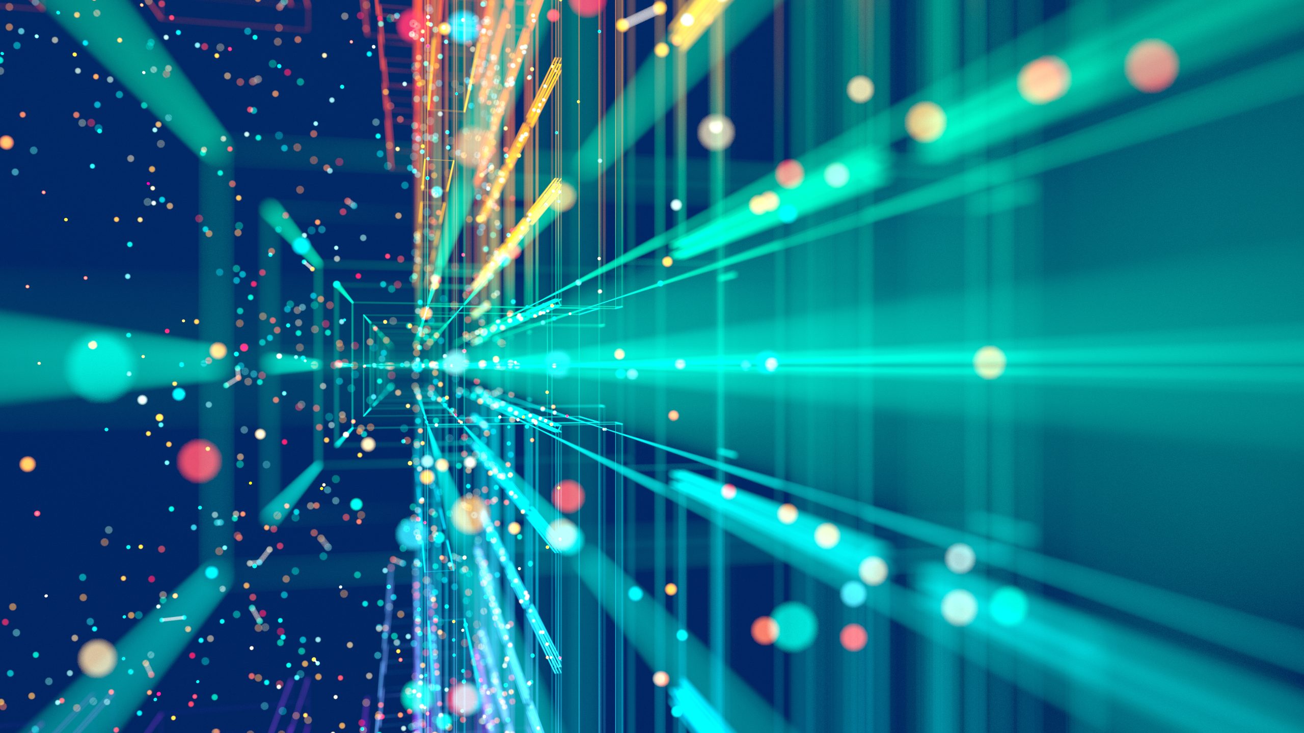 An image of particles streaming to represent data flows.