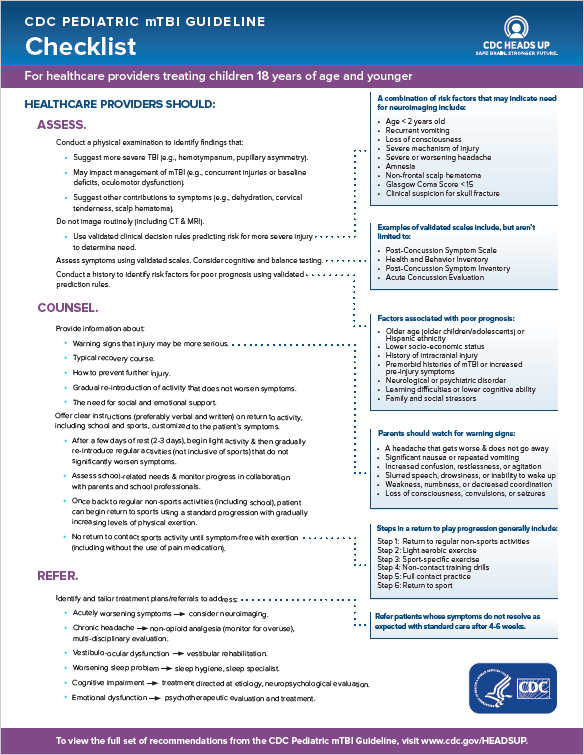 mTBI Diagnosis Checklist