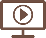 Icon of a computer monitor with a play symbol on its screen