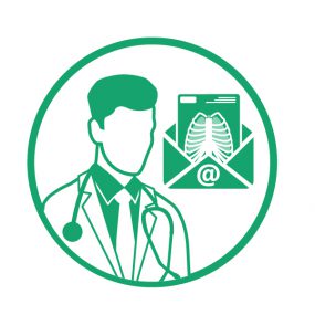 Phyisician Green Male physician and x-ray