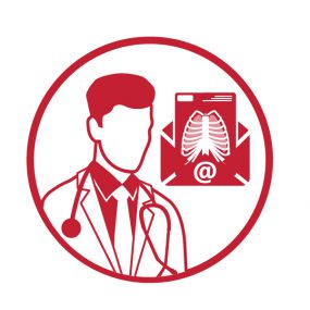 Male physician with x-ray