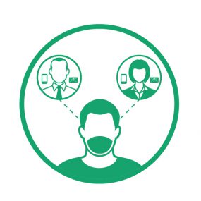 Three People Green Three headshots of people