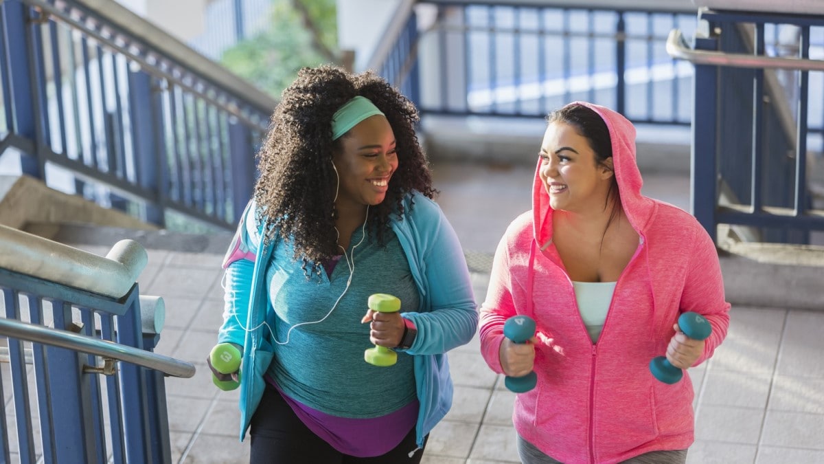 Photo of two women exercising