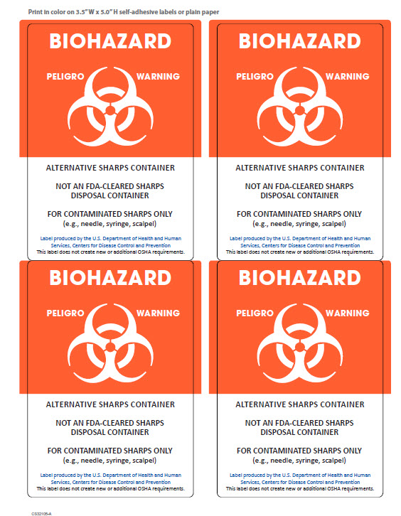 Sharps Disposal Label