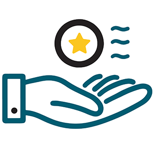 illustration of a hand with star and circle