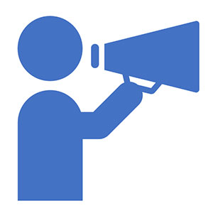 Illustration of a person on a megaphone Illustration of a person on a megaphone.