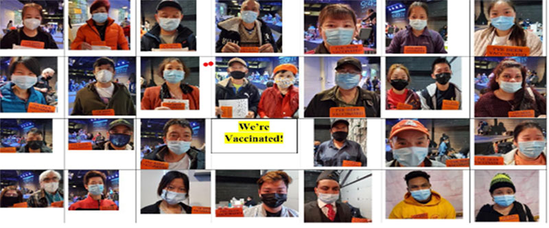 Group of people getting vaccinated.