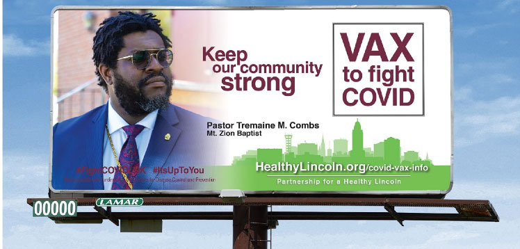 lincoln-1 Billboard promoting COVID-19 vaccine.