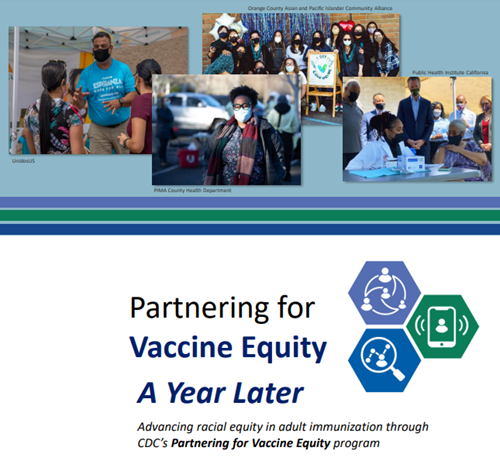 image of cover of report: Partnering for Vaccine Equity: A Year Later