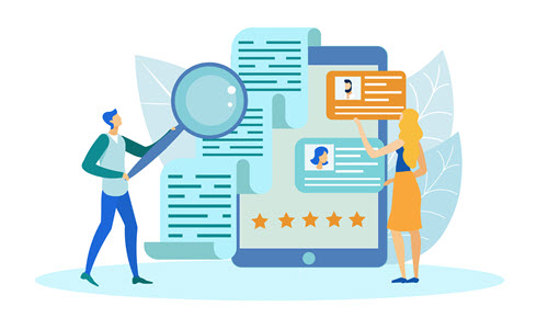 illustration of people looking at personal contact information