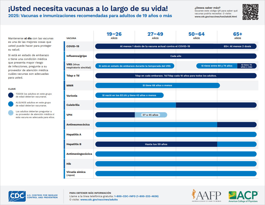 Recommended Vaccinations for Adults in Spanish