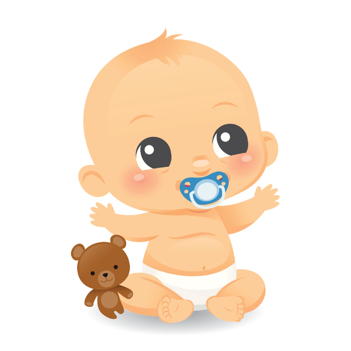 how-to-strengthen-baby-flexing Illustration of a baby with a teddy bear.