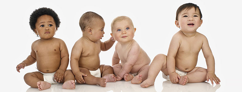 Four babies sitting together