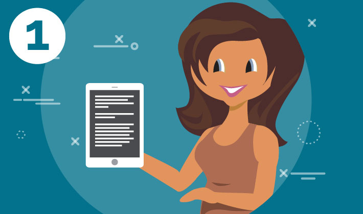 woman holding an iPad in her right hand