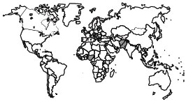 world map showing wild poliovirus in 2008 as discussed in the Polio Eradication section