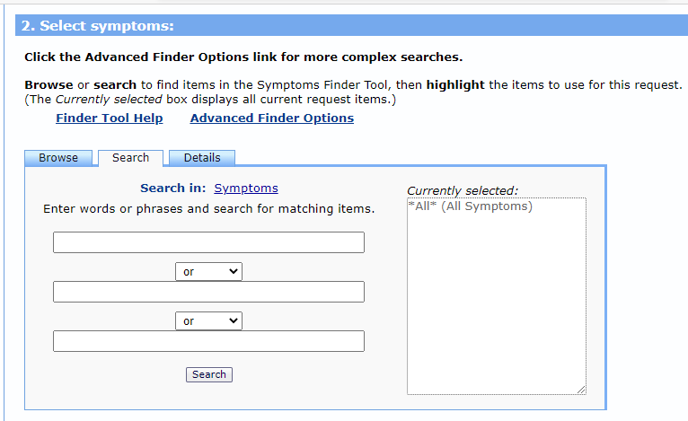 Step 2a - Search tab