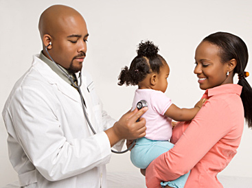 caregivers-faq doctor checking a baby with stethoscope