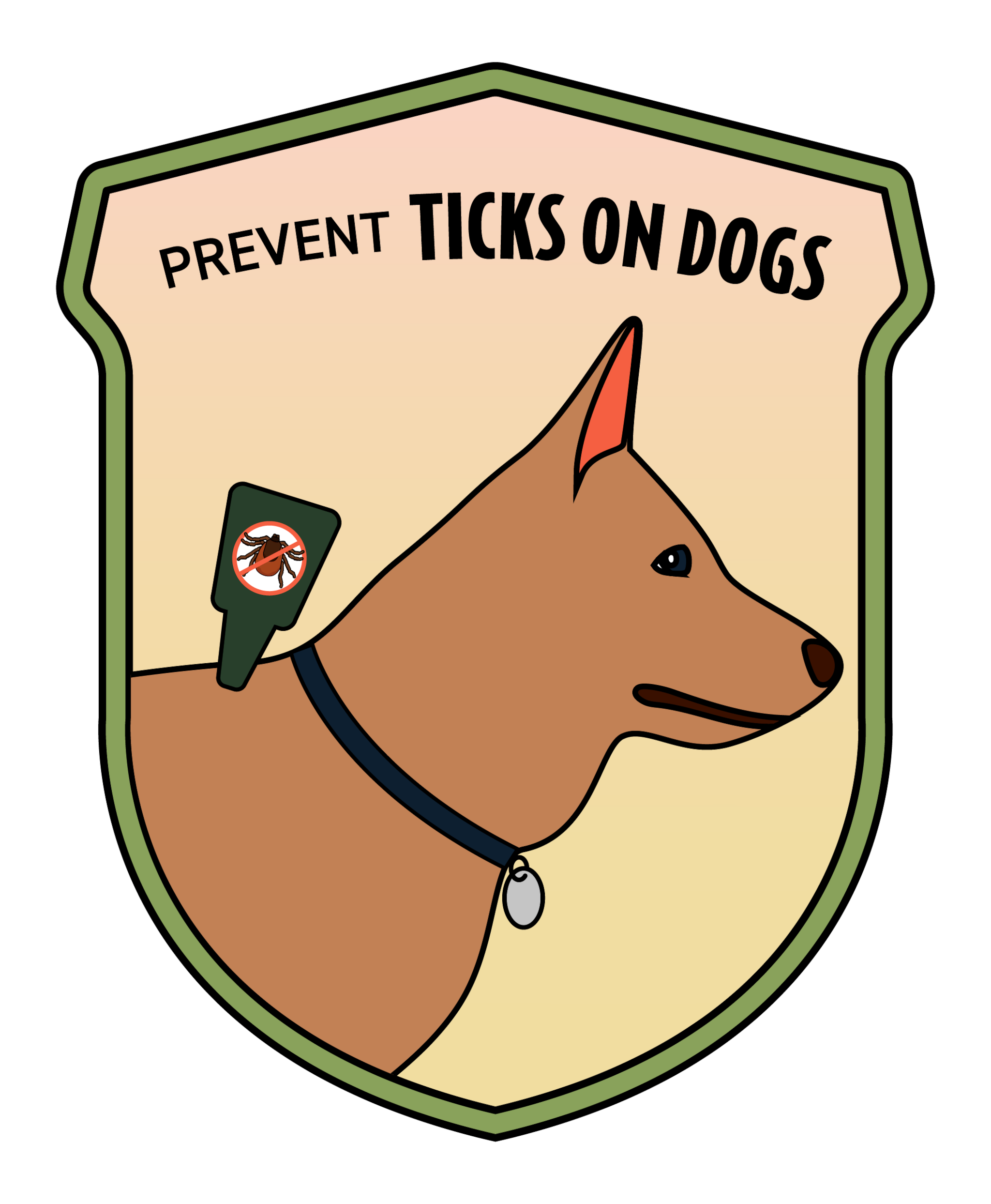 Fight the Bite protective behavior badge showing treatment of pet to prevent ticks.