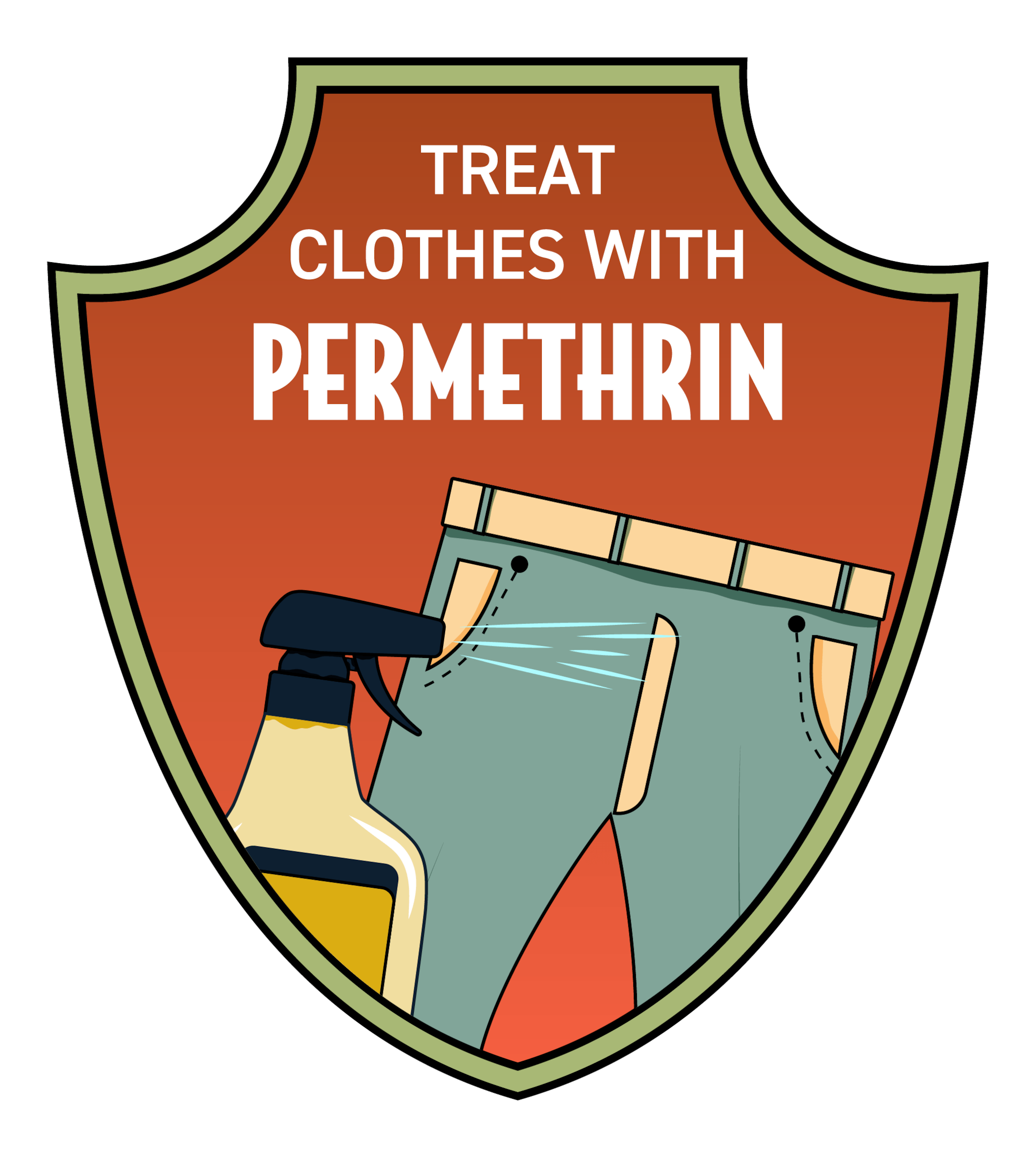 Fight the Bite personal protective behavior badge showing permethrin-treated clothing.