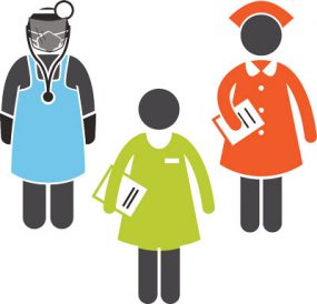 character images of 3 healthcare workers