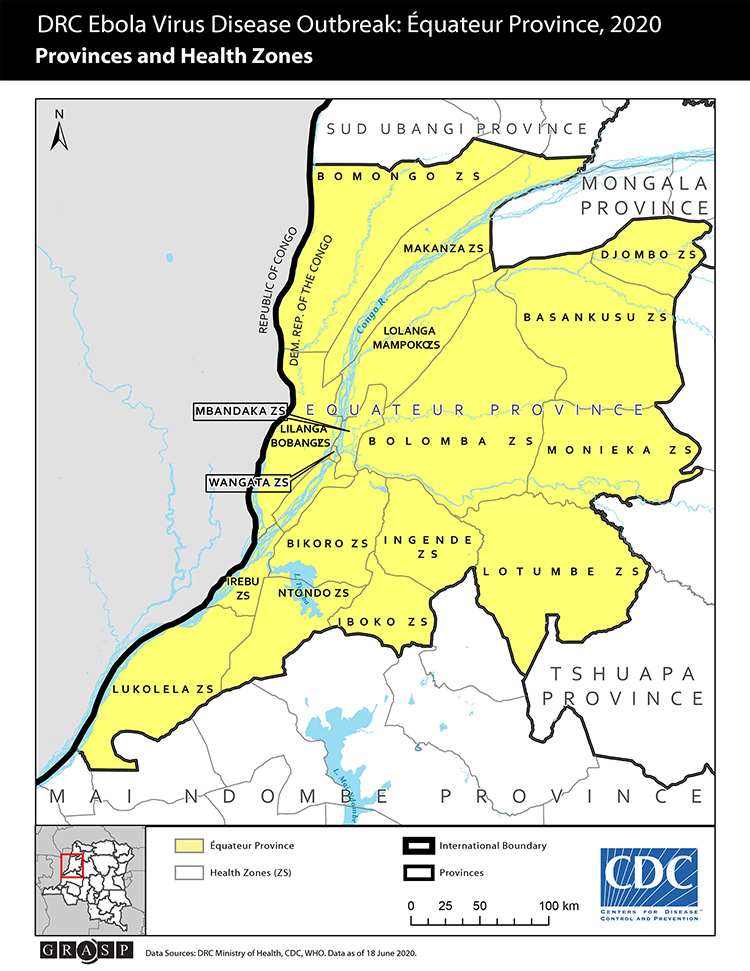 Western DRC 2020 Outbreak Map of Western DRC