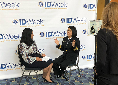 mary choi responder CDC Medical Officer Mary Choi, right, recounts some of her experiences in the current Ebola outbreak after a session at the October 2019 IDWeek conference in Washington.