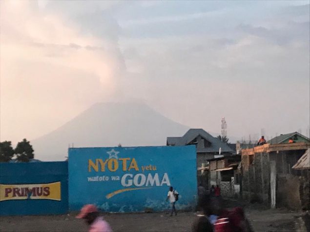 Volcano Readily visible throughout Goma, the Nyiragongo volcano pours smoke into the skies north of the city.