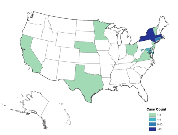 Persons infected with the outbreak strain of Vibrio parahaemolyticus, by State