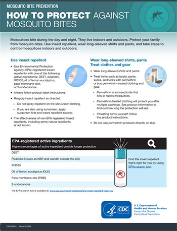 Mosquito bite prevention fact sheets thumbnail