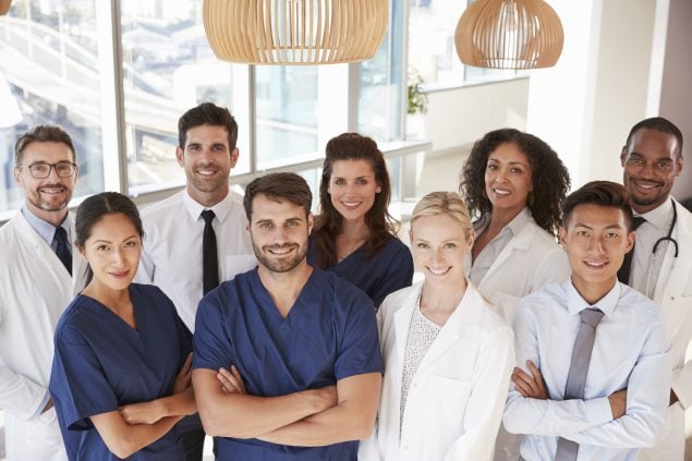 Diverse hospital staff photo.