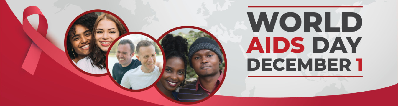World AIDS Day, December 1 - Image composition featuring a diverse group of people