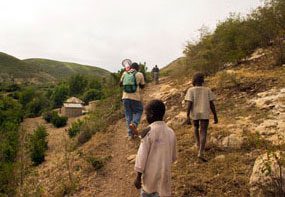 haitian-countryside.jpg Typical Haitian countryside. Team of educators hiking to reach remote villages.
