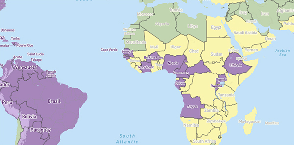 zika-interactive-map Thumbnail of world map of areas with risk of Zika